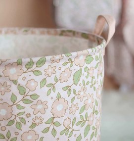 A Little Lovely Company - úložný kôš na hračky - kvetiny na ružovej