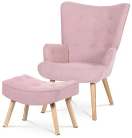 Kreslo ušiak s podnožkou AK-302 PINK2, poťah ružová látka