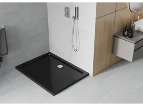 Mexen Slim, obdĺžniková sprchová vanička 110x100x5cm + chrómový sifón, čierna, 40701011