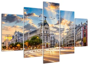 Obraz - Calle Gran Vía, Madrid, Španielsko (150x105 cm)