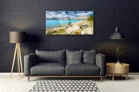 Skleneny obraz More skaly krajina 125x50 cm