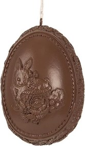 Hnedá dekorácia závesné čoko vajíčko s králikom - 8*7*11 cm