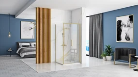 Rea Rapid Slide, sprchovací kút s posuvnými dverami 100(dvere) x 90(stena), 6mm číre sklo, zlatý matný profil, KPL-K5644