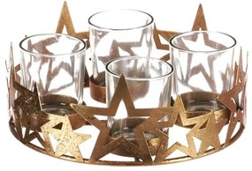 Adventný svietnik s kalíškami Hviezda, kov, zlatá, 18 x 18 x 8 cm