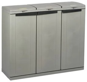 Plastová skriňa ECO LINE 3 na triedenie odpadu, objem 3 x 110 l, sivá
