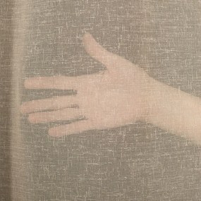 Béžová záclona PETRA v prirodzenom vzhľade ukončená olovkom  - šité na mieru