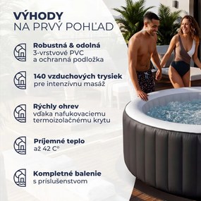 Nafukovacia vírivka OASIS pre 6 osôb, okrúhla, čierna Casaria
