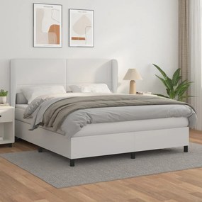 Boxspring posteľ s matracom biela 180x200 cm umelá koža 3128926