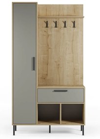 Predsieňová zostava v dekore duba v zeleno-prírodnej farbe 108x195x35 cm Heidy – Marckeric