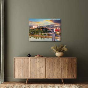 Sklenený obraz - Panorama Bratislavy, Slovensko (70x50 cm)