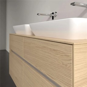 VILLEROY &amp; BOCH Collaro závesná skrinka pod dve umývadlá na dosku, 4 zásuvky, s LED osvetlením, 1200 x 500 x 548 mm, Nordic Oak, C115B0VJ