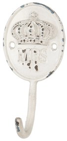 Kovový biely háčik s patinou Mrs - 6 * 4 * 12 cm