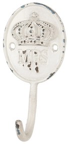 Kovový biely háčik s patinou Mrs - 6 * 4 * 12 cm