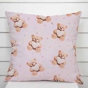 Biante Detská bavlnená obliečka na vankúš Sandra SA-723 Medvedíky so srdiečkami na fialkovom 50 x 70 cm