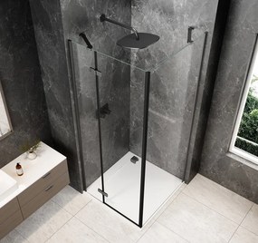 Polysan Polysan, GLOBE GUN METAL štvorcová sprchová zástena 800x800mm, číre sklo, ľavá, GB1080-3215LGM