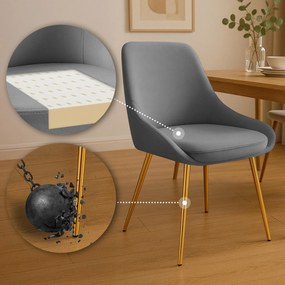 Sada 2 ks jedálenskej stoličky Elmira zamat - tmavosivá