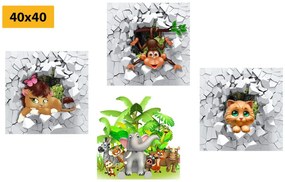 Set obrazov džungľa plná zvierat Varianta: 4x 40x40