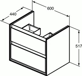 Ideal Standard Connect Air skrinka pod umývadlo 60x44 cm biela lesklá/biela matná E0818B2