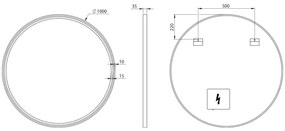 Sapho Sapho, KADRIS guľaté zrkadlo s LED osvetlením, ø 100cm, čierna mat, KD100