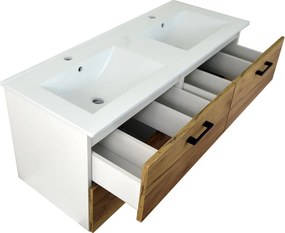 Comodo Kúpeľňová skrinka s keramickým umývadlom Agria NEW W 120 - biela/zlatý dub