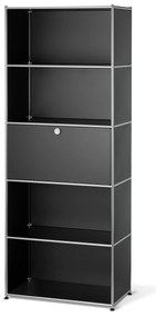 Vysoký kovový regál »CN3« s výklopnou priehradkou, čierny