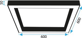 Toolight Toolight, LED stropné svietidlo 60x60x5 cm 36W 4000K APP1284-C, čierna, OSW-00942