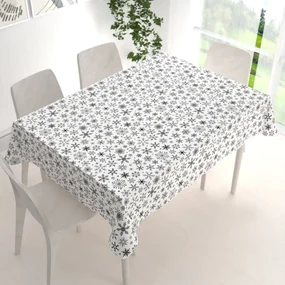 Biante Vianočný bavlnený obdĺžnikový obrus Sandra SA-403 Čierne vločky na bielom 80x120 cm