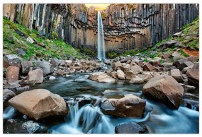 Obraz - Vodopád Svartifoss, Island (90x60 cm)