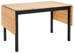 Borovicový rozkladací jedálenský stôl s čiernou konštrukciou Bonami Essentials Brisbane, 120 (200) x 70 cm