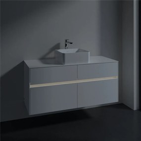 VILLEROY &amp; BOCH Collaro závesná skrinka pod umývadlo na dosku (umývadlo v strede), 4 zásuvky, s LED osvetlením, 1200 x 500 x 548 mm, Glossy White, C041B0DH