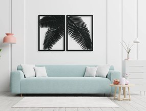 drevko Dvojdielny drevený obraz Palmové listy Rozmer obrazu: 29,5 x 44,5 cm, Farba dekorácie: Čierna