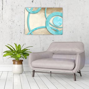 Sklenený obraz - Modré kruhy na Aquarel (70x50 cm)