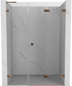 Mexen Lunar-F, L pravé sklápacie sprchové dvere 125 cm, 8mm číre sklo, ružové zlato profil, 836SL-125-050-60-00-P