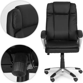 Otočná kancelárska stolička s dvojitým čalúnením a nastaviteľnou výškou, čierna