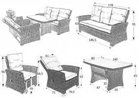 Doppler LIMA - ratanové polohovacie sedenie