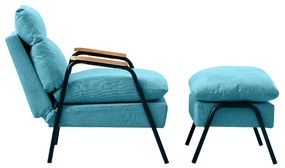 Tyrkysové polohovacie kreslo BRISTOL s podnožkou