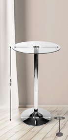 Barový stôl okrúhly 1024833, sklo / rám chróm - v105 x Ø60