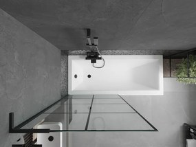 Mexen Next L, 1-krídlová vaňová zástena 90 x 150 cm, 6mm číre sklo-čierny vzor, čierny profil, 895-090-000-03-77-70