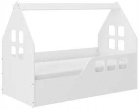 Detská domčeková posteľ KIDHOUSE - biela - pravá - 160x80 cm