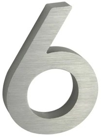Domové číslo "6", RN.100LV, brúsené, strieborná