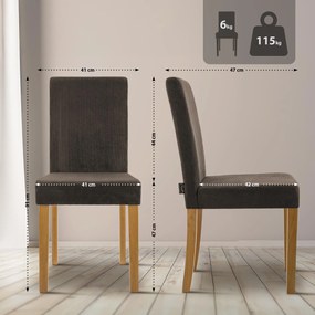 Sada 2 ks jedálenských stoličiek Ina látka cord, antik svetlá - hnedá
