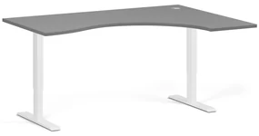 Ergonomický výškovo nastaviteľný stôl, 160x120 cm, 2 motory, L/P, biela podnož, grafit