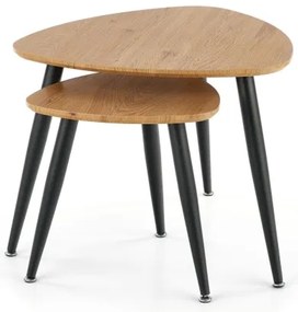 SADA 2x Odkladací stolík NICEA pr. 40/60 cm zlatý dub/čierna
