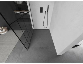Mexen Kioto, sprchová zástena Walk-In 70 x 200 cm, 8mm číre sklo čierny vzor, grafitový profil, 800-070-101-66-78