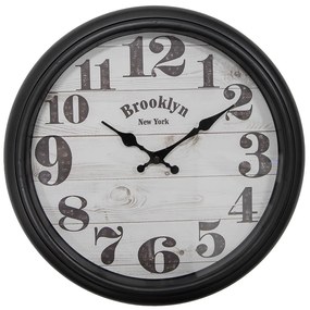 Čierne nástenné hodiny Brooklyn - Ø 40*7 cm / 1*AA