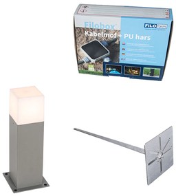Vonkajšia lampa 30 cm sivá s zemným hrotom a káblovou objímkou - Denmark