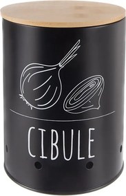 ORION Dóza na cibuľu, plech/bambus pr. 13 cm, BLACK CZ