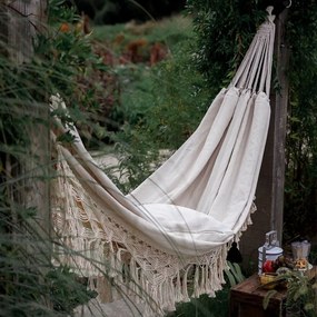 TRENDIE Závesná hojdacia sieť pre 2 ľudí BOHO ecru
