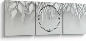 Obraz - Plastické listy (s hodinami) (90x30 cm)