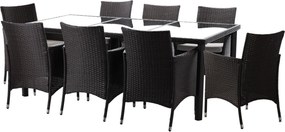 Garden Line ZÁHRADNÝ NÁBYTOK / 8 KRESIEL + VEĽKÝ STÔL / HNEDÁ + BEŽOVÁ *3654